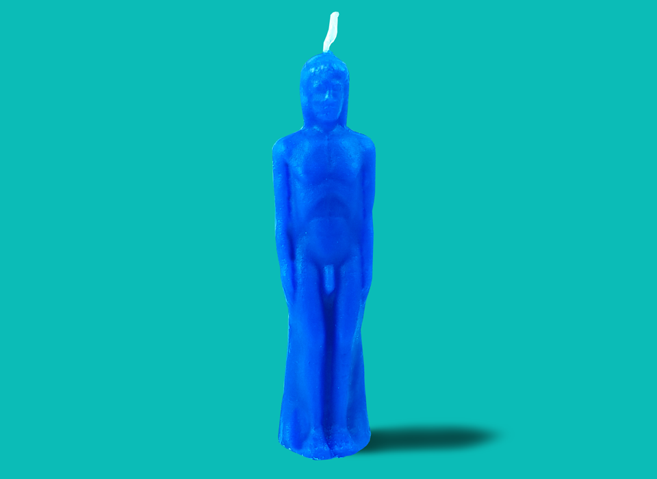 Blue Male Figure Candle