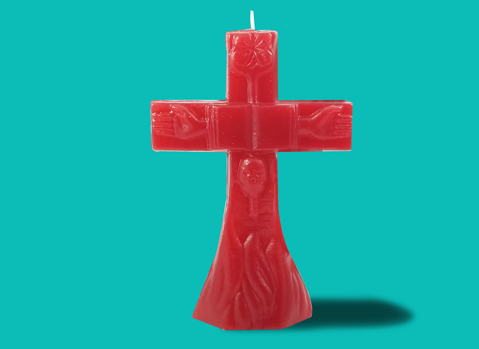 Large Red Cross Candle (7")