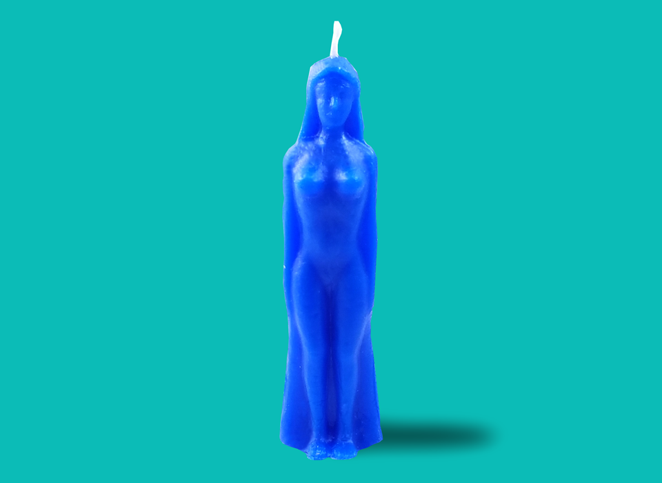 Blue Female Figure Candle