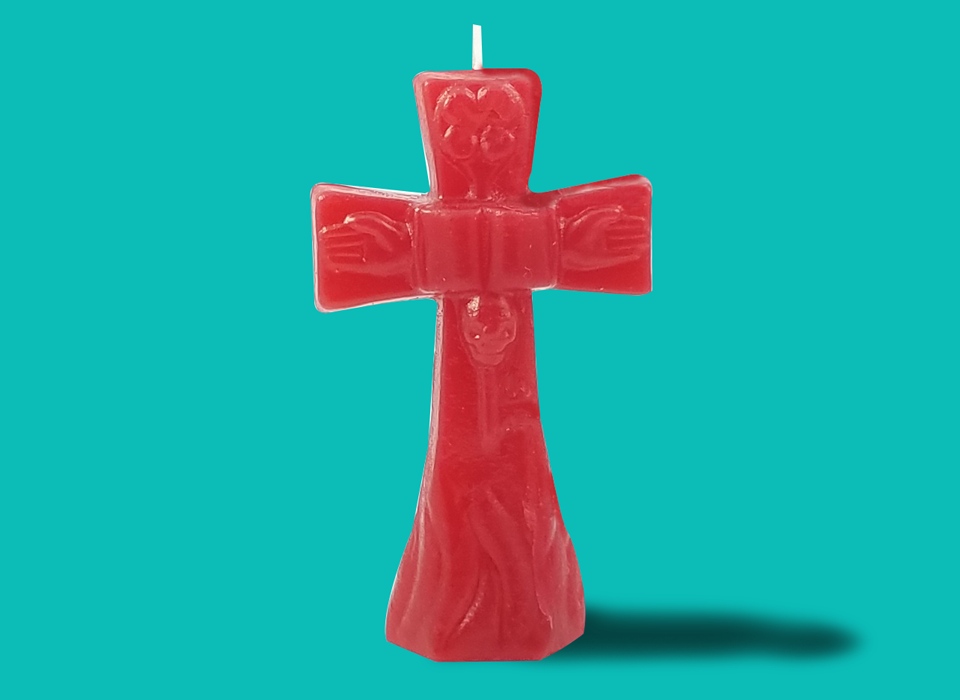 Small Red Cross Candle (4")
