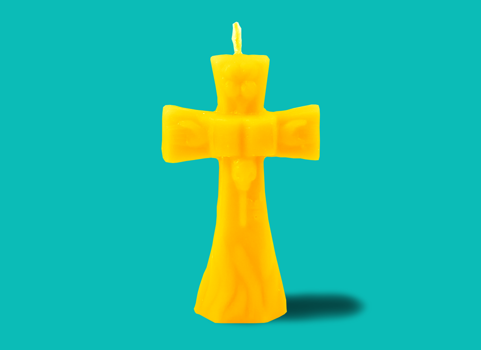 Small Yellow Gold Cross Candle (4")